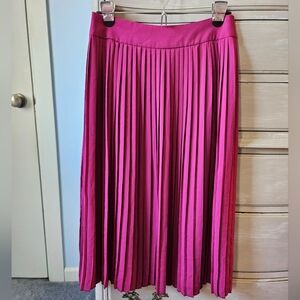 J. Crew raspberry pleated midi-skirt